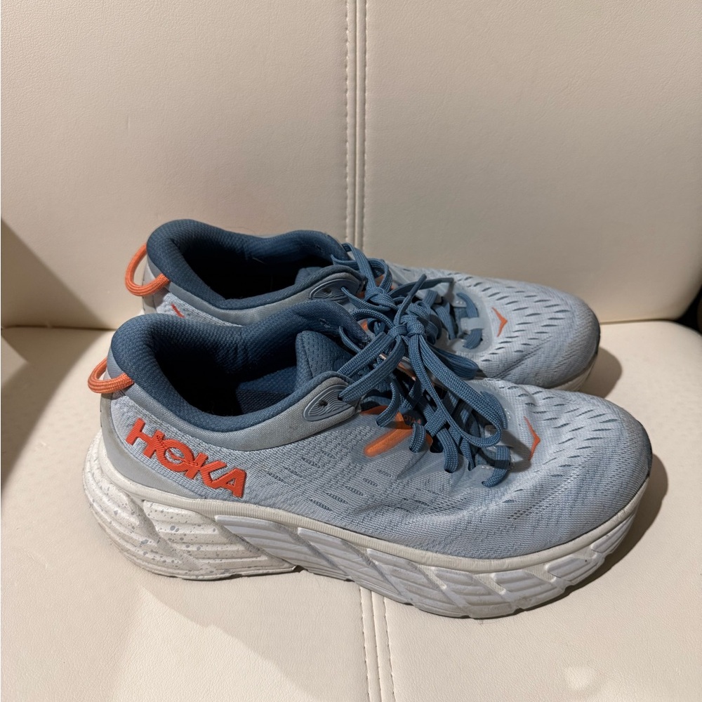 Hoka Blue and Orange Sneakers with Chunky Midsole